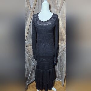 NWT Polo Ralph Lauren Women's Pointelle- Knit Ruffle-Hem Sweater Dress.